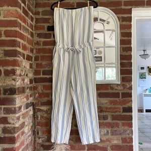 LOFT linen blend strapless jumpsuit